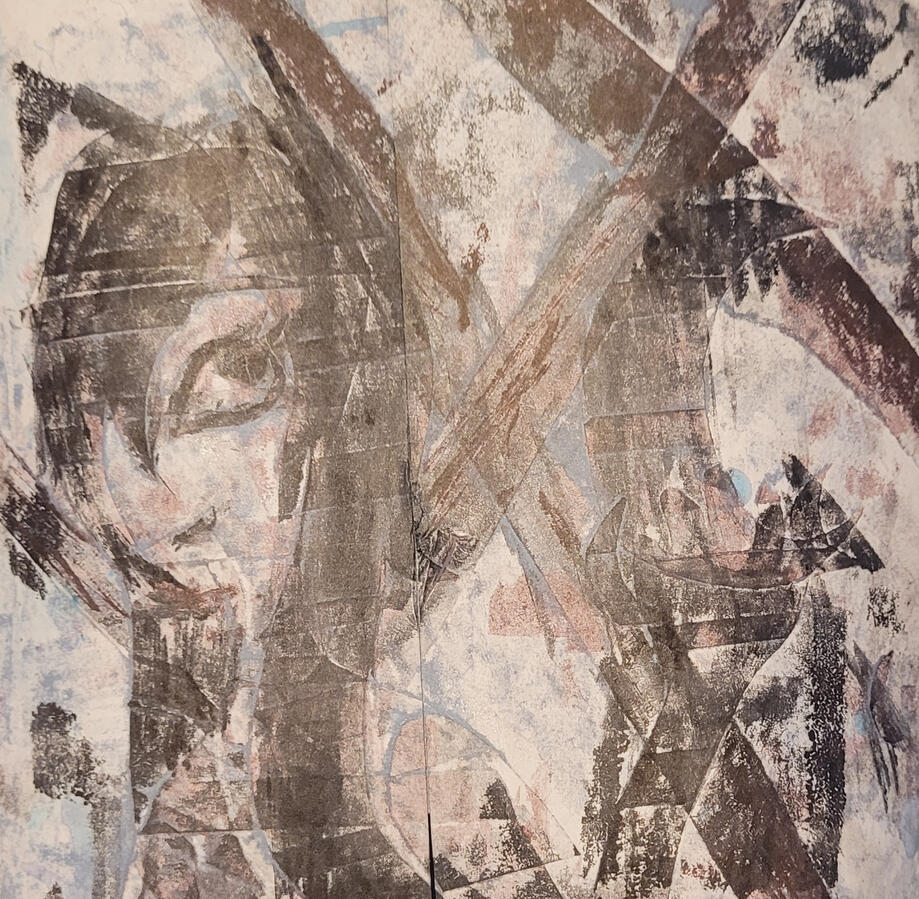 Masking Tape Collagraph Print 1