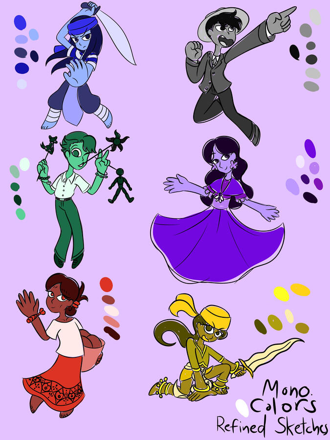 Illustration Project 1 Refined Sketches Monochromatic Color Scheme Redone