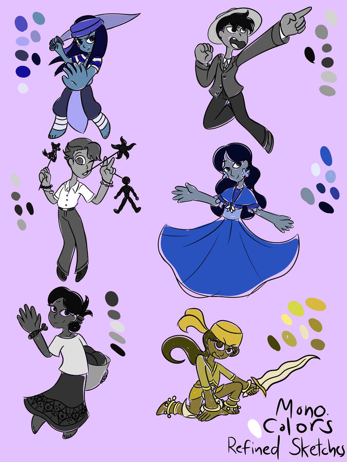 Illustration Project 1 Refined Sketches Monochromatic Color Scheme
